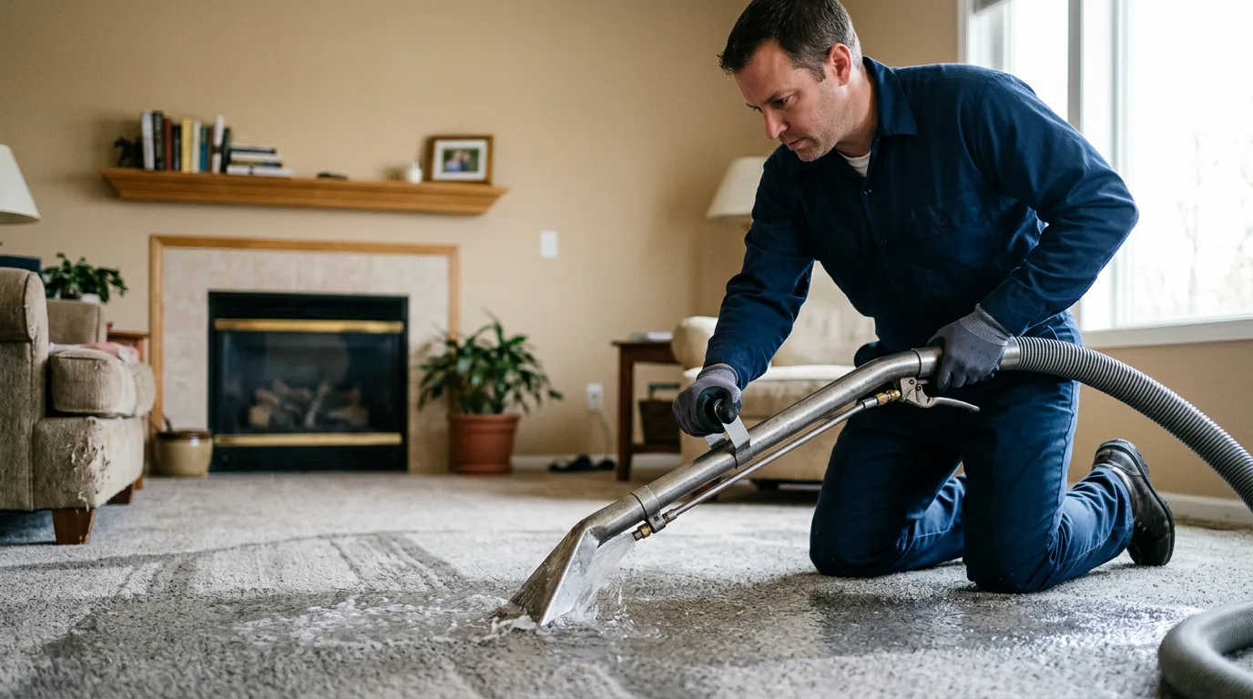 Water damage restoration technician working near Coffeyville, KS